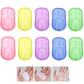 Ouceanwin 200 Sheets of Soap Paper Soap Sheets, 10 Boxes Portable Disposable Paper Soap Mini Paper Soap with Plastic Box for On the Go Travel Camp Outdoor (5 Colours)