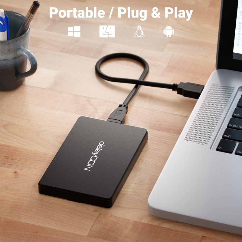 deleyCON SSD Hard Drive Enclosure USB 3.1 Gen 1 for