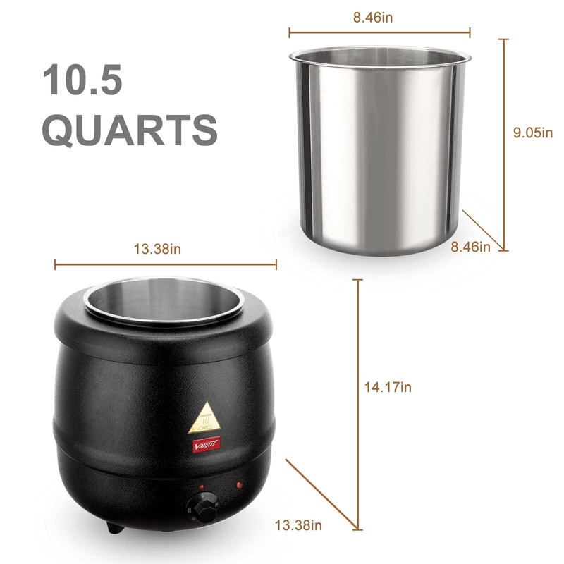 Valgus Commercial Grade 10.5QT Soup Kettle Warmer with Stainless Steel