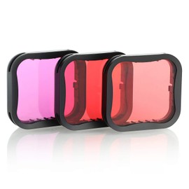 SOONSUN 3 Pack Dive Filter for GoPro Hero 5 6 7 Black Super Suit Dive Housing - Red,Light Red and Magenta Filter - Enhances Colors for Various Underwater Video and Photography Conditions
