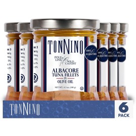 Tonnino Tuna Fish Albacore - Olive oil – Pack of 6 – Alternative to Salmon – Protein Snacks – Ready to Eat Meals
