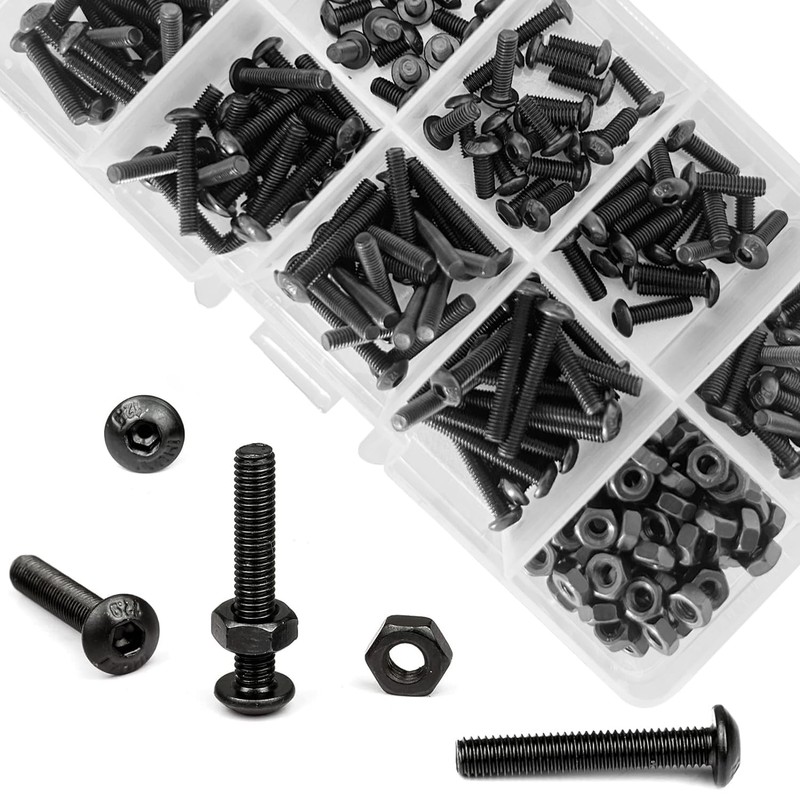 FullFun 300PCS M3 x 5/6/8/10/12/14/16/18/20mm Button Head Socket Cap Screw