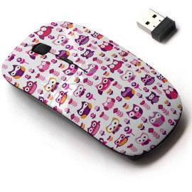 2.4G Wireless Mouse with Cute Pattern Design for All Laptops and Desktops with Nano Receiver - Retro Colourful owl Bird