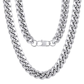 Mens Stainless Steel Chain Hip Hop CZ Rapper Necklace Jewelry Mens Gifts