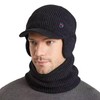 Men Winter Visor Beanie Hat with Scarf Set Warm Earflaps