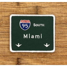 The Patch Bunker Miami Interstate 95 South Iron-On Patch – 3.5 x 3 Inch Souvenir Highway Sign