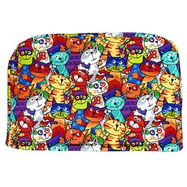 2 Slice Slot - Rainbow Red Orange Yellow Purple Blue Happy Cats Kittens Lover Gift Reversible Kitchen Toaster Appliance Dust Cover Cozy 11.5(l) x 7.5(h) x 5.5(w)