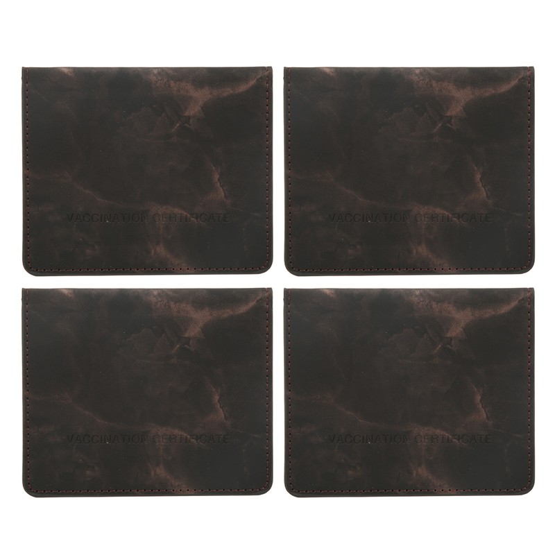 4pcs Vaccination Certificate Holder Marbling Waterproof PU Leather Vaccine Card