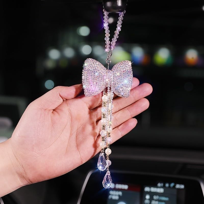 Lagnlnaoy Rhinestone Car Pendant Rear View Mirror Hanging Interior Styling