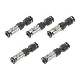 HEROFFIX Push to Connect Air Fittings 5/32" One-Way Non Return Check Valve Plastic Metal 5 Pcs Black Silver Tone