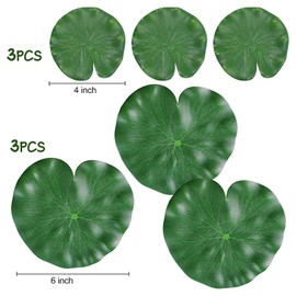 WhistenFla Floating Lily Pads for Ponds, 6Pcs Realistic Lily Pads Leaves Artificial Floating Foam Lotus Leaves Plastic Foam Water Lily Pads Foliage Pond Decor for Pond Pool Koi Fish Patio Aquarium