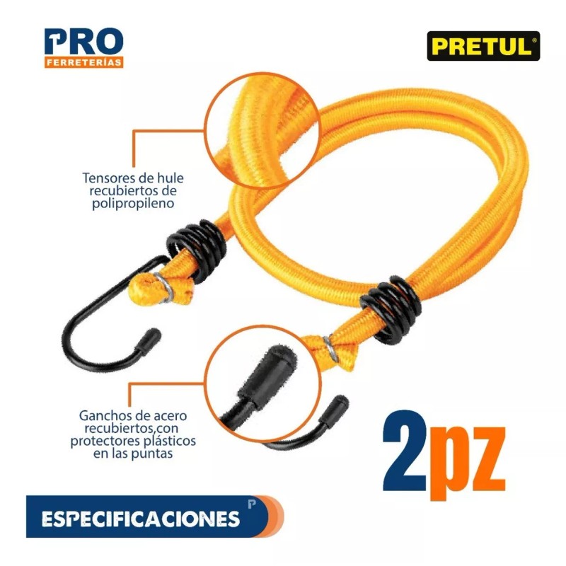 Pretul Tensores Elásticos 60cm, 2 Piezas, Pretul 25092