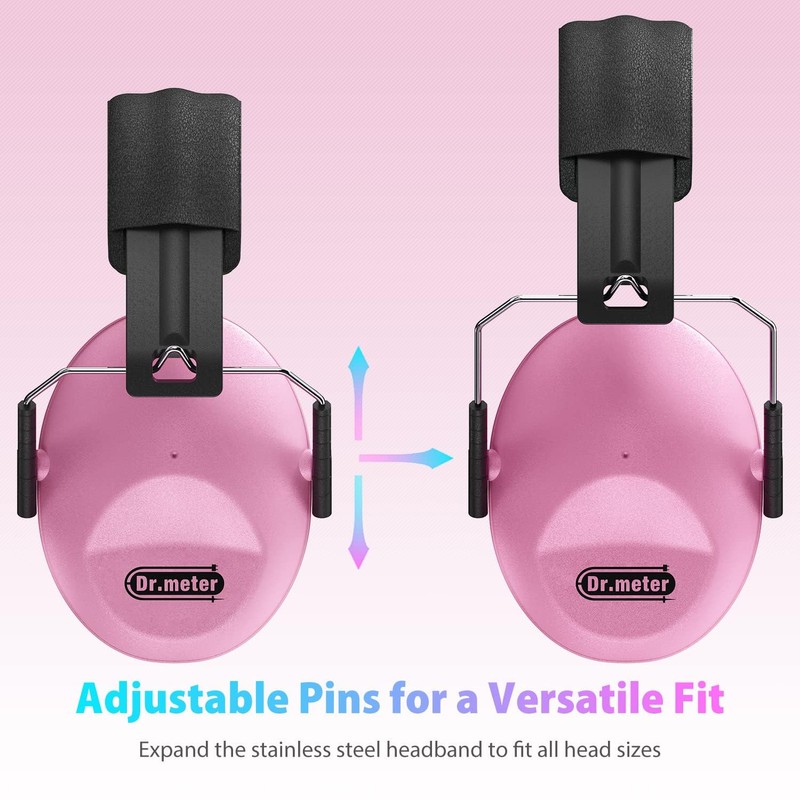 Dr.meter Ear Muffs for Noise Reduction, Pink+Black & Orange
