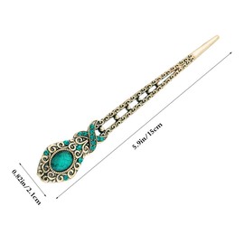 JKJF Vintage Rhinestone Hair Chopsticks Chinese Hair Sticks Metal Hairpin for Women Girls - Blue and Purple 2 Pieces