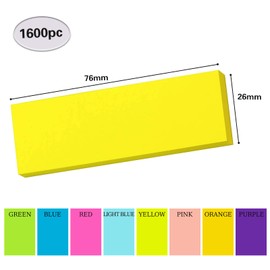 Sticky Notes, 1600 Sheets 8 Colors Self Sticky Notes Pad, Colour Sticky Notes, Bright Post Stickies for Office Home School Meeting Super Sticky Notes(76mm x 26mm)