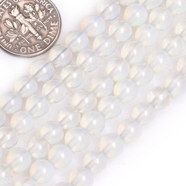 GEM-Inside 6mm Round Smooth White Opalite Beads for Jewelry Making Strand 15"