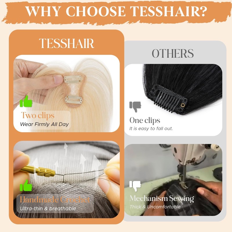 tesshair Clip In Fringe 360° 3D Cover Clip in Bangs