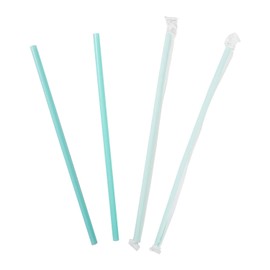 AmerCare 10.25 Inch Giant Blue Paper Wrapped Straws, Case of 1200