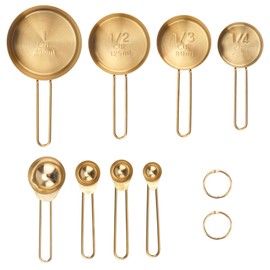 Measuring Cups and Spoons Set, Gold Stainless Steel Measuring Cups and Spoons with Scale Stackable Gold Kitchen Measure Set for Liquid & Dry Ingredients Baking Cooking