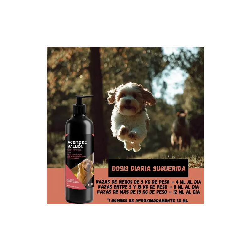 Aceite De Salmón Para Perros Mas Biotina 1 Lt -