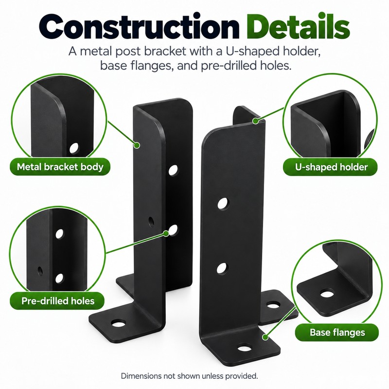 Adjustable Post Anchor Bracket for Wood Supports – Reversible Stainless