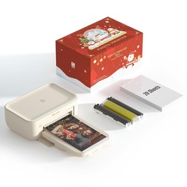 HPRT Photo Printer 4x6 – 4PASS Technology for Vibrant Prints, Wireless Wi-Fi, Instant Prints with AR Video Feature – Perfect Valentine's Gift - Color: Christmas-Edition-Beige + 20 Sheets