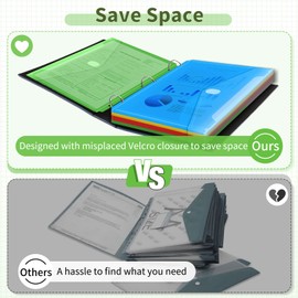 Sooez 30 Pack Binder Folders Organizer with Space-Saving Closure, Super Heavyweight Binder Pockets for 3 Ring Binders, High Capacity Binder Pouch, Side Loading, School Supplies, Letter Size, 5 Color