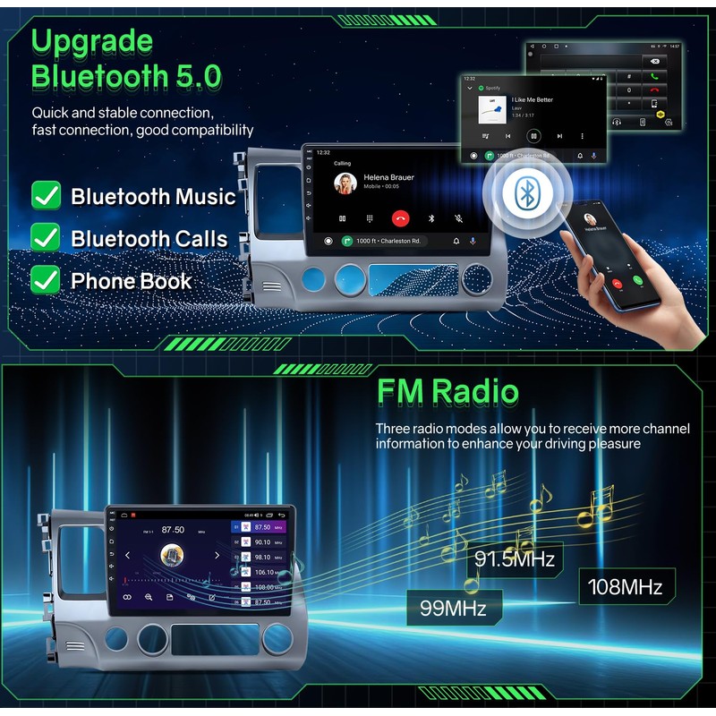 for Honda Civic Radio 2006-2011: 8Core CPU, 10.1" HD Touch