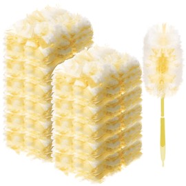 Vesici 400 Pcs Duster Refills Compatible with Swiffer Dusters Bulk Disposable Replacement Thickened with 1 Handle Heavy Duty for Cleaning, Office (Yellow)
