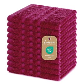 Lavea Elena Terry Towel Set of 10 Flannel 30 x 30 cm Bordeaux