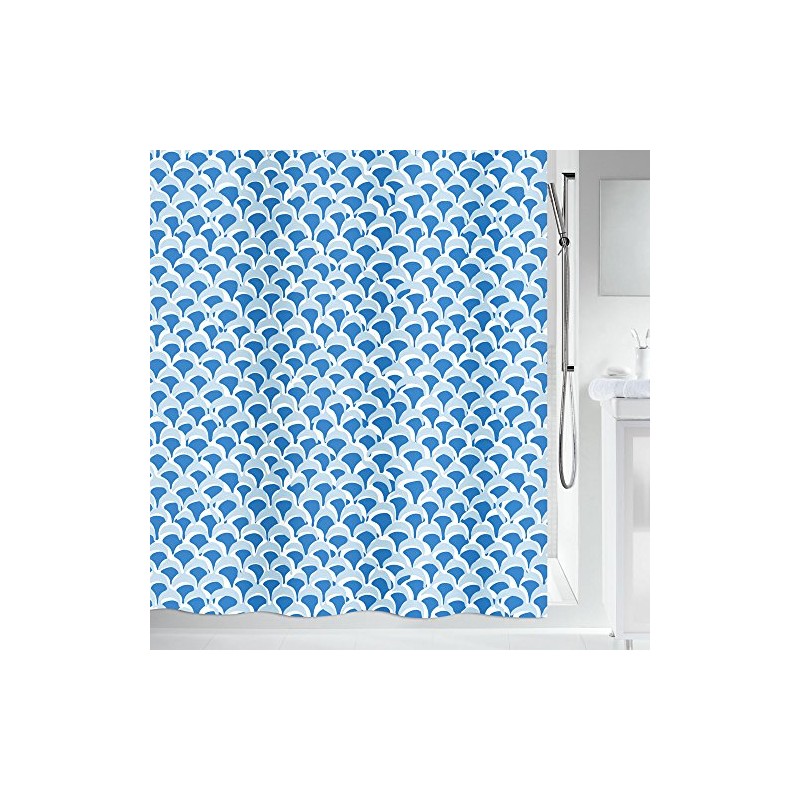 Spirella 10.19265 Bluewave Blue Textile Shower Curtain – Fabric Shower