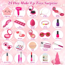 Ludmila Advent Calendar 2025 Girls Makeup Toys, 24 Day Pretend Play Fake Makeup Set Christmas Countdown Gift for Toddler Girls Age 3 4 5 6 7 8