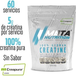 Meta Nutrition, Creatina Monohidratada Alemana Creapure®, 300g, 60 servicios.