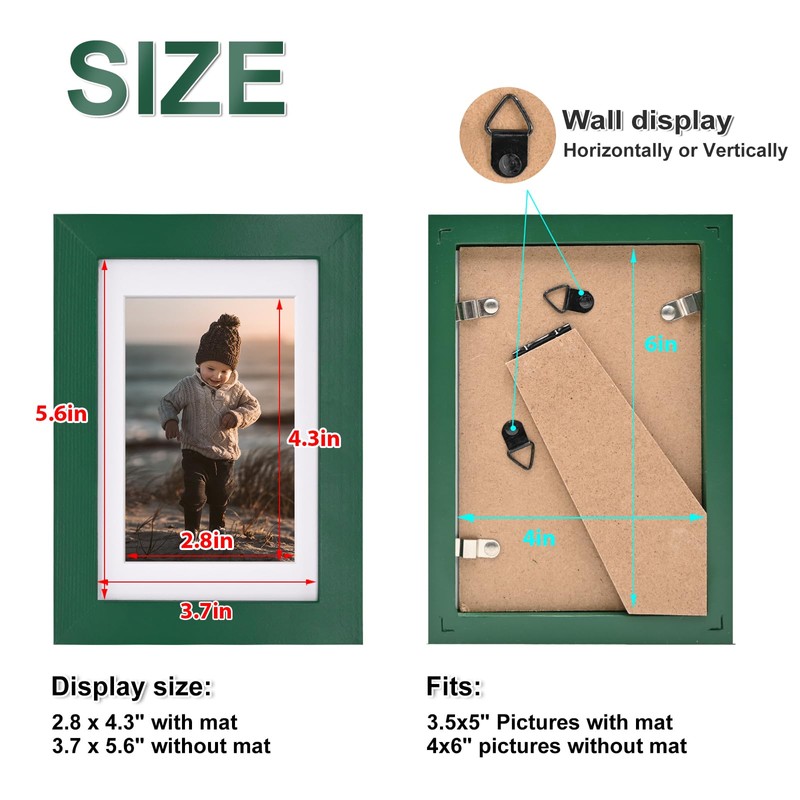 KINLINK 4x6 Frame Green, Solid Wood 4 x 6 Picture