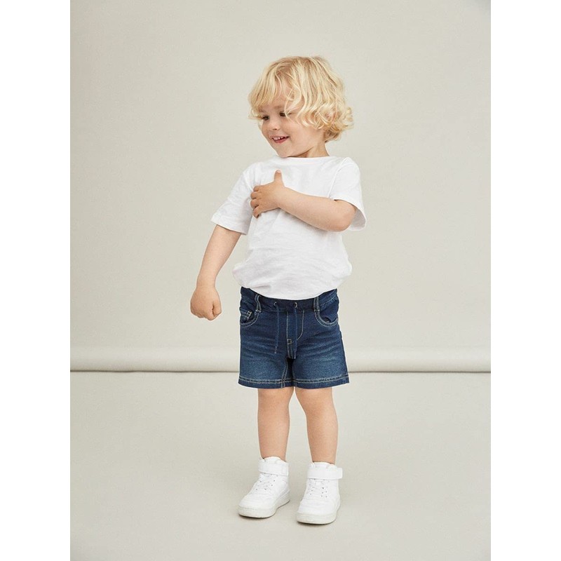 NAME IT Boys' Denim Long Shorts with Pockets, Dark denim