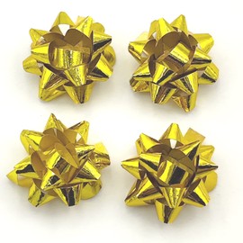 YOOGCORETT 24pcs Gold Confetti Gift Wrap Bows Ribbon Bows for Christmas, Birthdays, Party, Weddings Gifts Bows 1.5" Inch