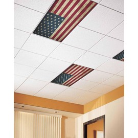 Fluorescent Light Covers - Lampshade Ceiling Lights with 10 Magnets Fixtures, Classic American Flag Print Light Filters Cover Panel for Any Place Supplies - - Reduce Glare for Indoor