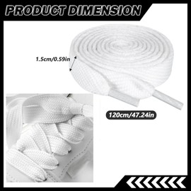 Ouligay 2 Pairs 5/8" Wide White Shoe Laces for Sneakers, 15mm Fat Thick Flat Shoelaces, Shoe Strings for Sneaker 47 Inch Long 120cm White Athletic Shoestring for Adult Men Women