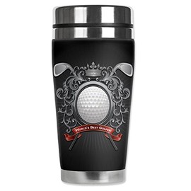 Mugzie "Best Golfer" Stainless Steel Travel Mug with Insulated Wetsuit Cover, 20 oz, Black