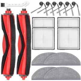 17 Pack Replacement Accessories Kit Compatible with Roborock Q10 S5/Q10 S5+/Q10 X5/Q10 X5+ Robot Vacuum, 2 Main Brush, 6 Side Brush, 4 HEPA Filter, 4 Mop Pads