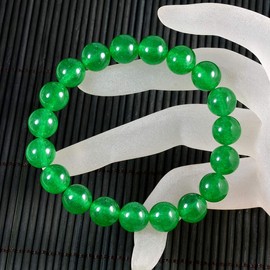 AD Beads Natural Gemstone Round Beads Stretch Bracelet Healing Reiki 10mm (Green Jade)