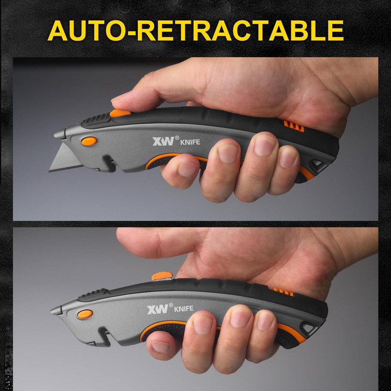 XW Dual-system Safety Utility Knife with Auto-retractable & 3-position Retractable,