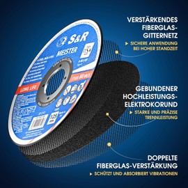 S&R Professional Trennscheibe 125 mm, 25 Stück, Extra Dünn 1 mm Winkelschleifer Flexscheibe, für Metall, Stahl, INOX, Edelstahl, robuste Doppel-Verstärkung, Ideal für Karosserie, Behälterbau
