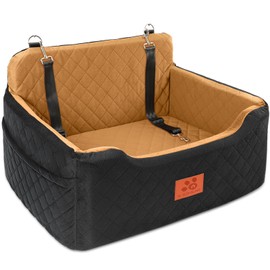 GL GLENSLAVE Dog Car Seat for Medium/Large Dogs, Pet Car Seat for Dog Under 50lbs or 2 Small Dogs, Detachable and Washable Dog Booster Seat,Multi-Functional Travel Dog Bed(Black/Brown)