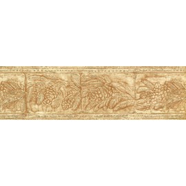 CONCORD WALLCOVERINGS ™ Wallpaper Border Country Pattern Fir Branches Cones for Cottage Farmhouse Living Room, Cream, 15 ft by 7 in WL5664B