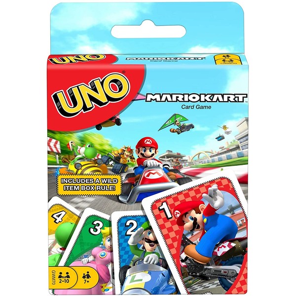 Mattel Games UNO Mario Kart Card Game with 112 Cards & Instructions for Players Ages 7 Years & Older, Gift for Kid, Family and Adult Game Night (GWM70)