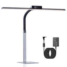 G Keni 3400 Lumen Led Desk Lamp with Clock, 25W Ultra Bright Auto-Fill Brightness Desk Light for Home Office with Clock Timer and Adjustable Gooseneck, Touch LED Table Light for Reading Study (Base)