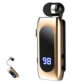 Retractable Wireless Headset Headphone Stereo Earphone V5.0 Noise Cancelling Mic Clip on Earpiece Comfortable HandsFree Headset 20Hrs Talking Time Sports Business Trucker Driver Earbud