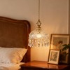 LYTSNUGIC Small Vintage Crystal Pendant Light Kitchen Island,French Brass Glass