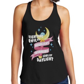 Fighting Evil by Moonlight, Winning Love by Daylight Tank Top Fitted Racerback Women's Medium Black
